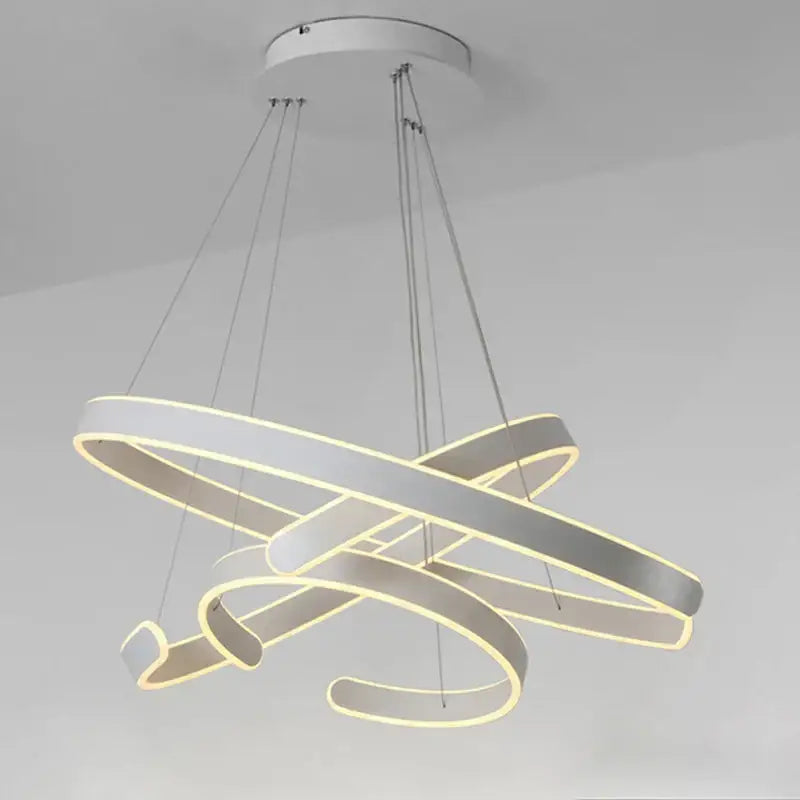 Modern white spiral circle rings pendant light dining room