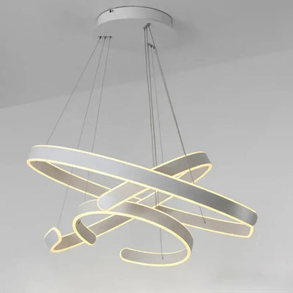 Modern white spiral circle rings pendant light dining room