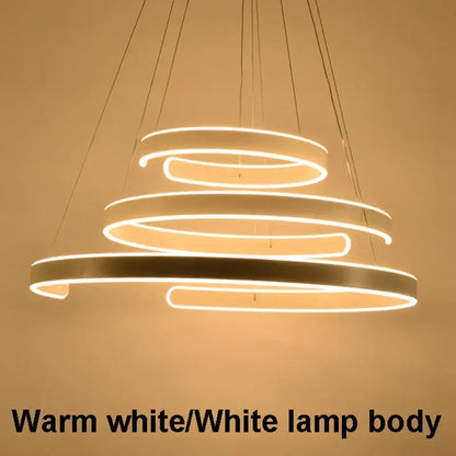 Modern white spiral circle rings pendant light dining room