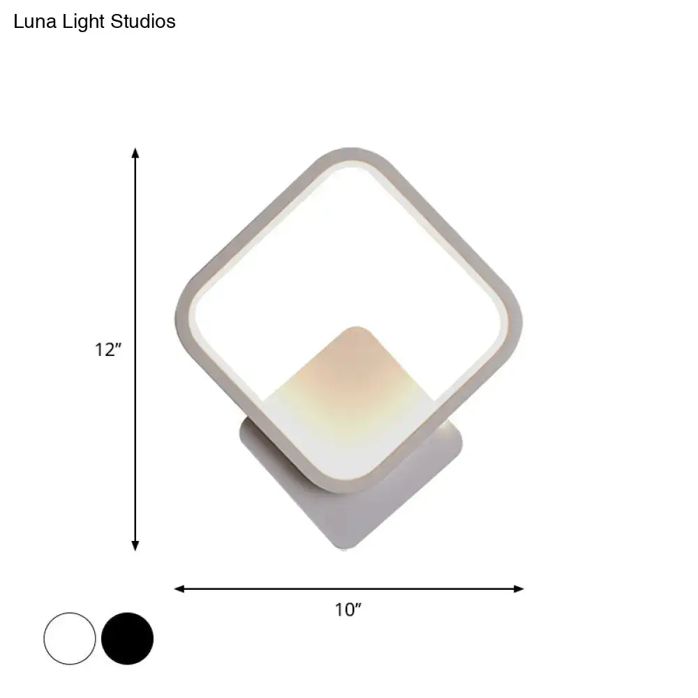 Modern white square bedside wall lamp bedroom minimalist lighting