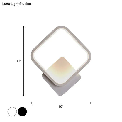 Modern white square bedside wall lamp bedroom minimalist lighting