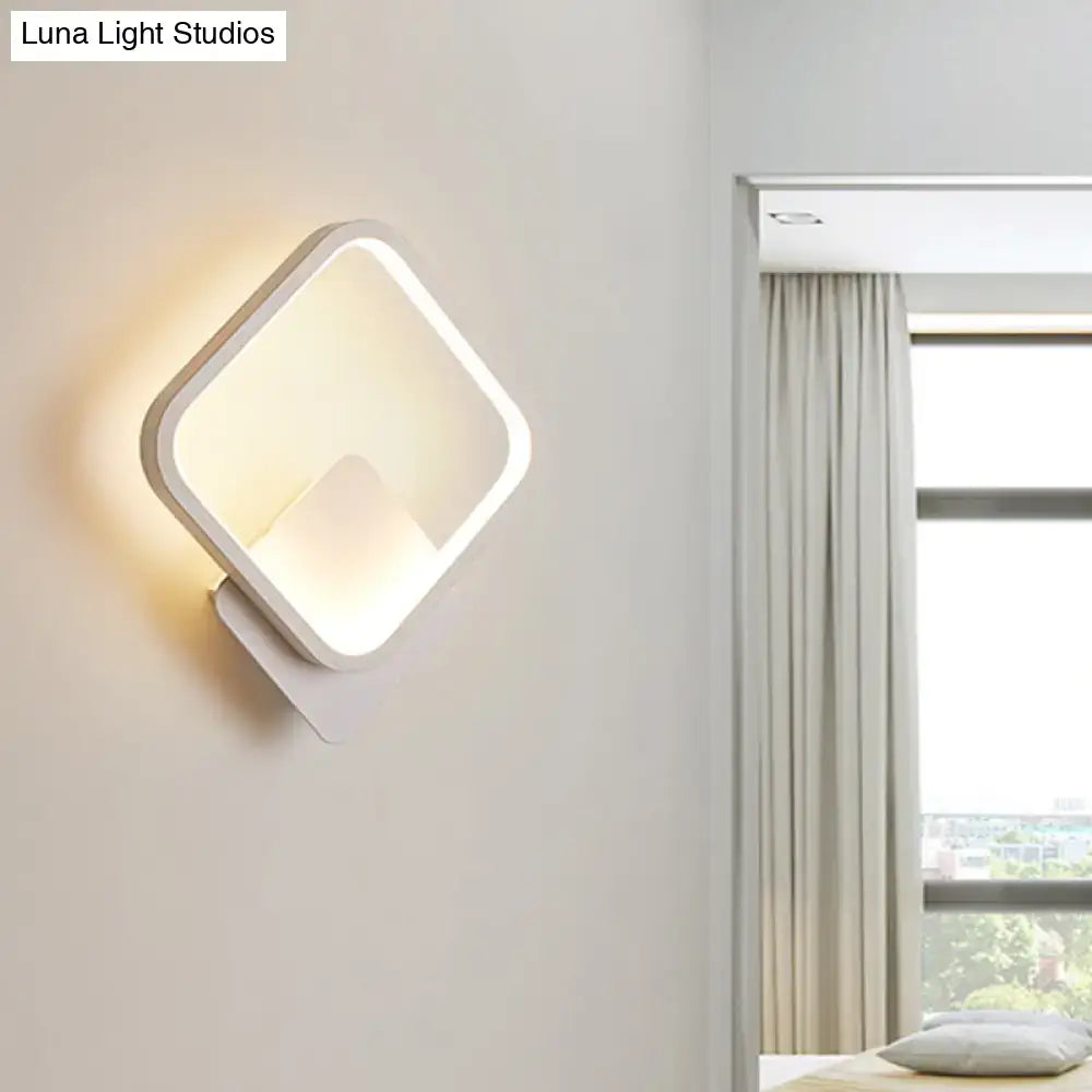 Modern white square bedside wall lamp bedroom minimalist lighting