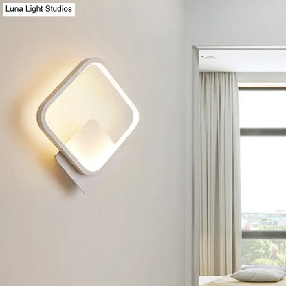 Modern white square bedside wall lamp bedroom minimalist lighting