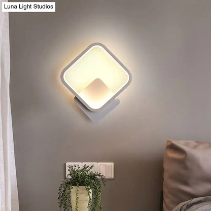 Modern white square bedside wall lamp bedroom minimalist lighting