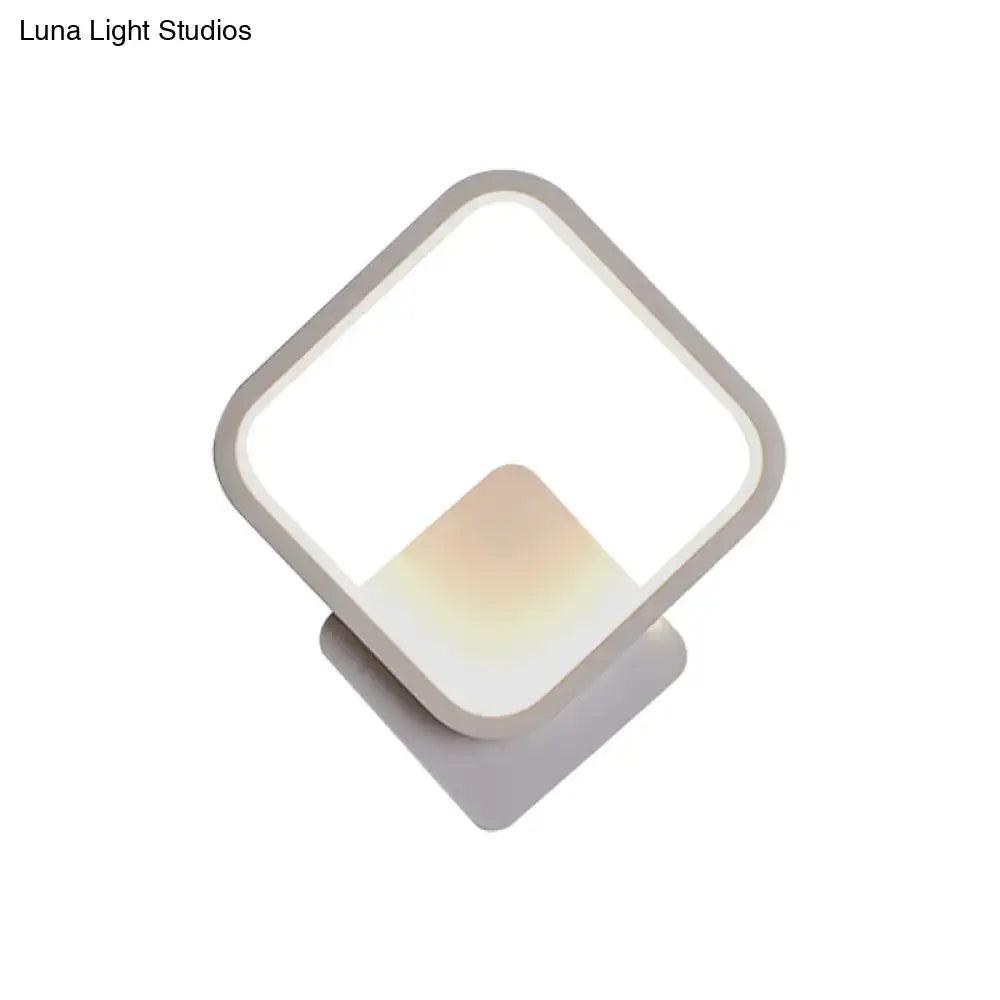 Modern white square bedside wall lamp bedroom minimalist lighting