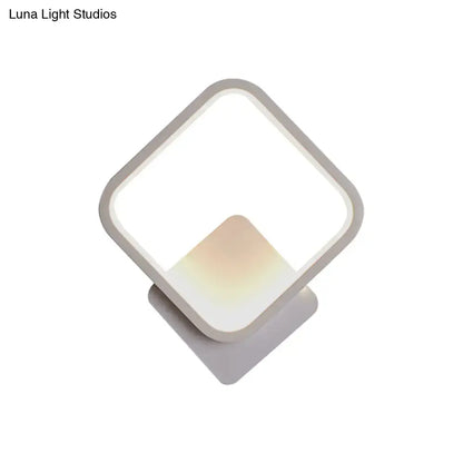 Modern white square bedside wall lamp bedroom minimalist lighting