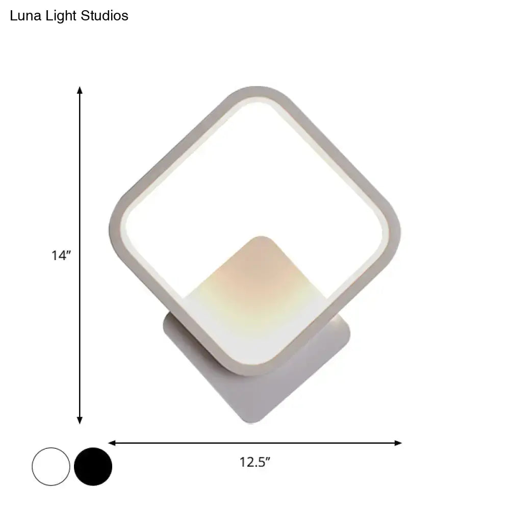 Modern white square bedside wall lamp bedroom minimalist lighting