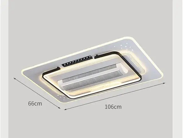 Modern white square bladeless ceiling fan light for bedroom