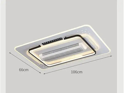 Modern white square bladeless ceiling fan light for bedroom