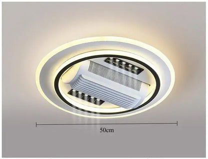 Modern white square bladeless ceiling fan light for bedroom