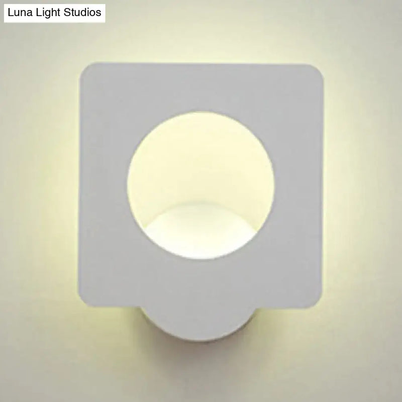 Modern white square led wall sconce bedroom warm natural light