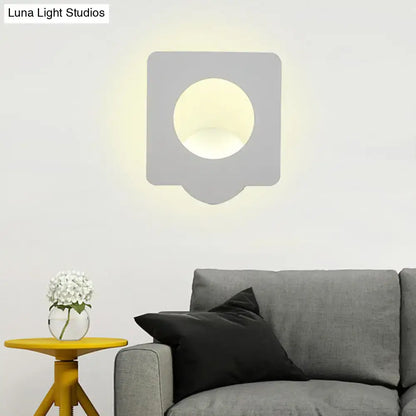 Modern white square led wall sconce bedroom warm natural light