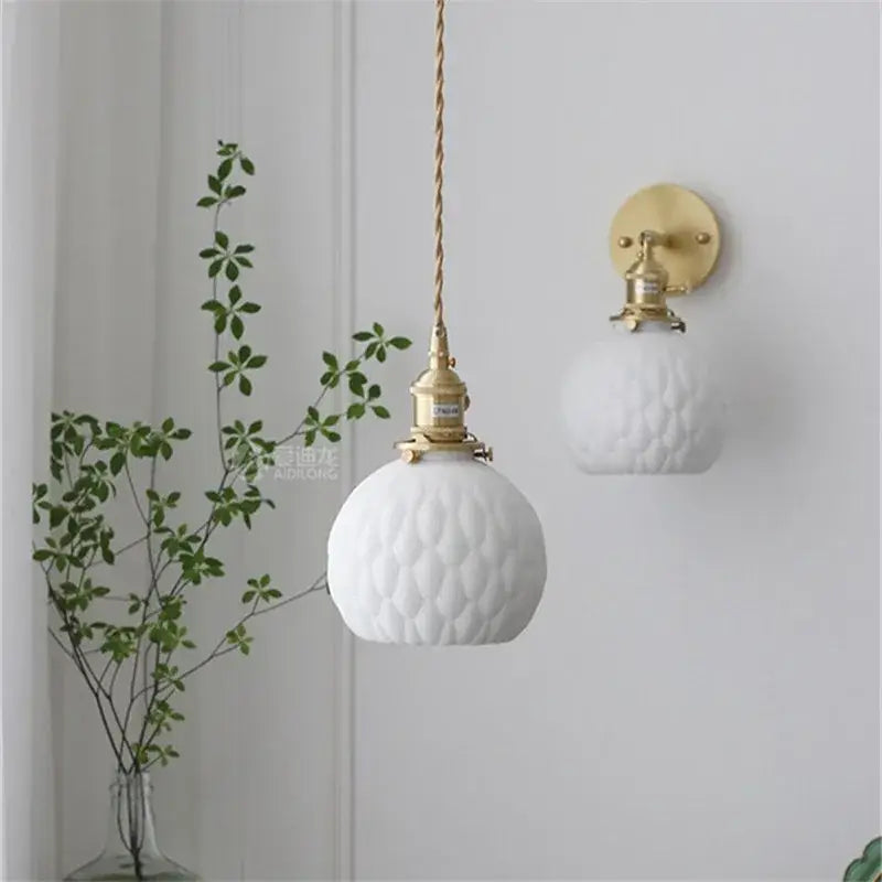 Modern white textured glass ceramic led pendant light kitchen
