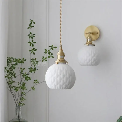 Modern white textured glass ceramic led pendant light kitchen
