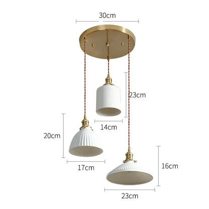 Modern white textured glass ceramic led pendant light kitchen