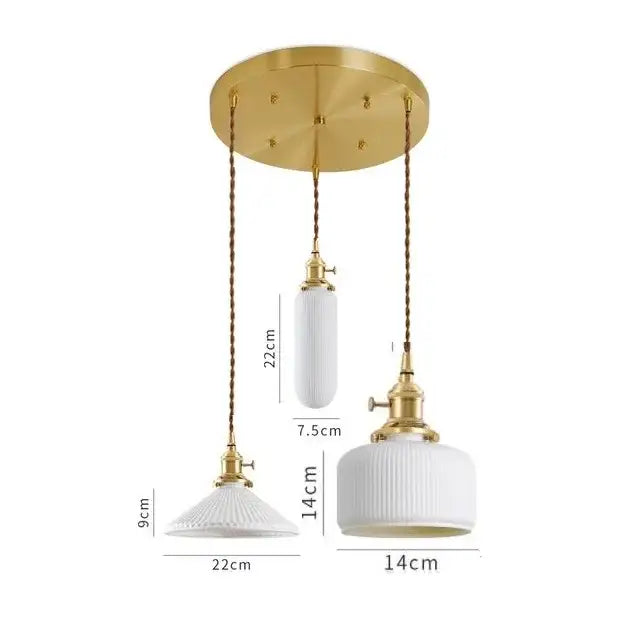 Modern white textured glass ceramic led pendant light kitchen