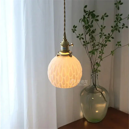 Modern white textured glass ceramic led pendant light kitchen