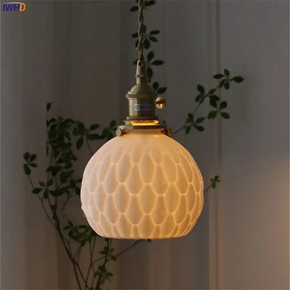 Modern white textured glass ceramic led pendant light kitchen