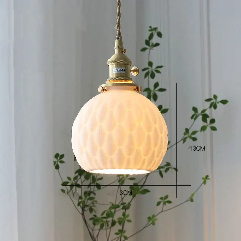 Modern white textured glass ceramic led pendant light kitchen