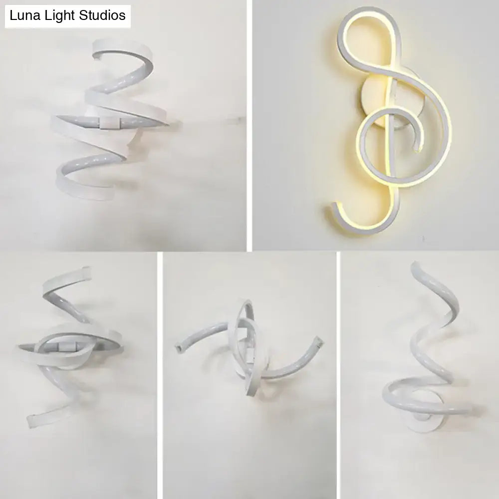Modern white treble clef led wall sconce bedroom light