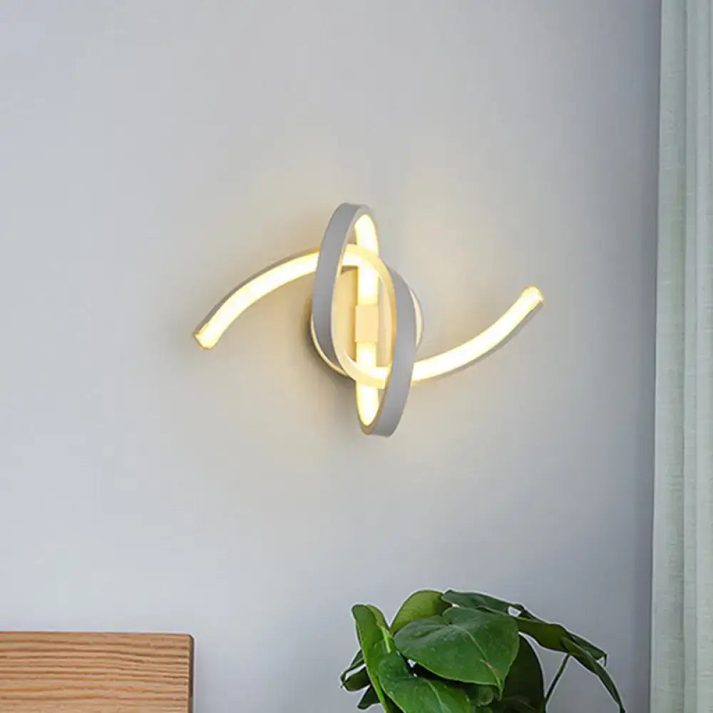 Modern white treble clef led wall sconce bedroom light
