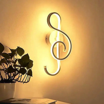 Modern white treble clef led wall sconce bedroom light