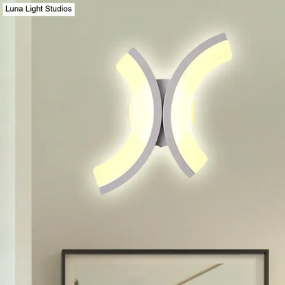 Modern white u-shaped led wall sconce – bedroom warm & white light