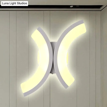 Modern white u-shaped led wall sconce – bedroom warm & white light
