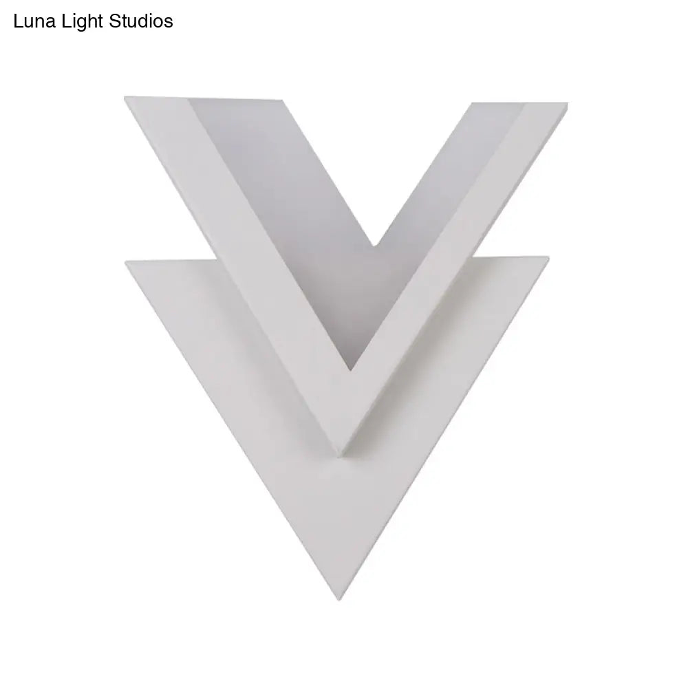 DecorBites™ Modern White V-Neck Flush Mount LED Wall Light Sconce in Warm/White Light