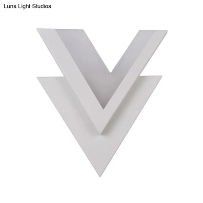 DecorBites™ Modern White V-Neck Flush Mount LED Wall Light Sconce in Warm/White Light