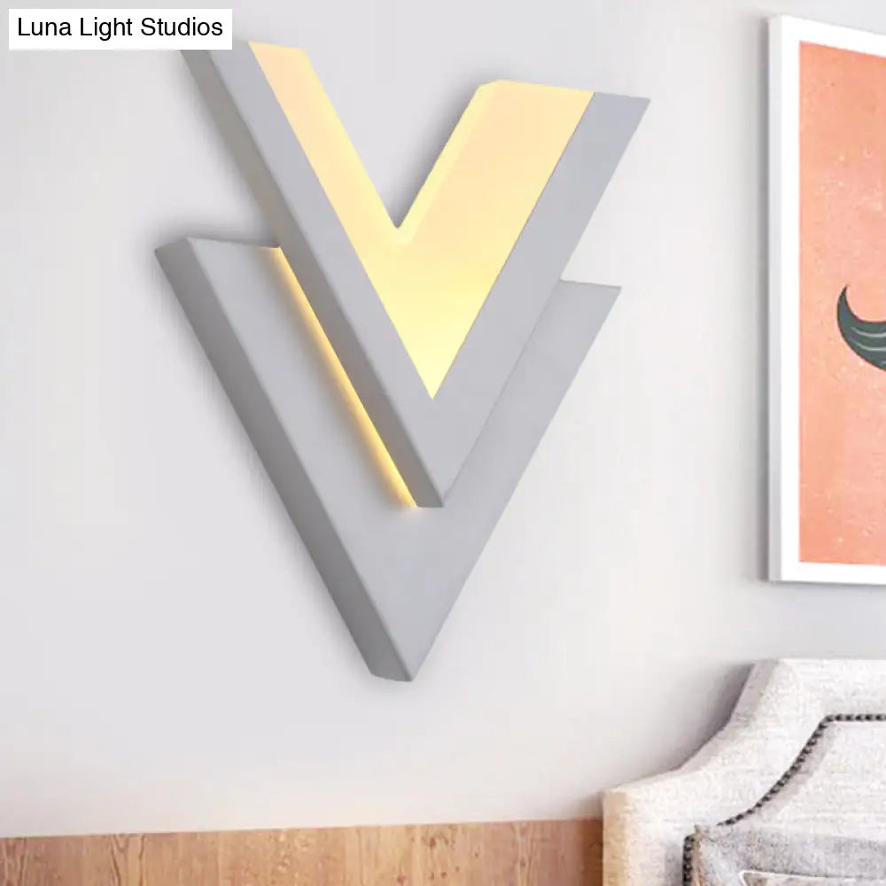DecorBites™ Modern White V-Neck Flush Mount LED Wall Light Sconce in Warm/White Light