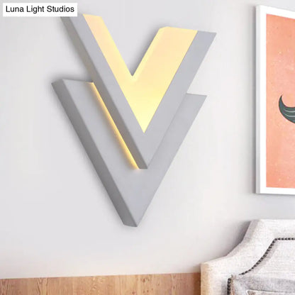DecorBites™ Modern White V-Neck Flush Mount LED Wall Light Sconce in Warm/White Light