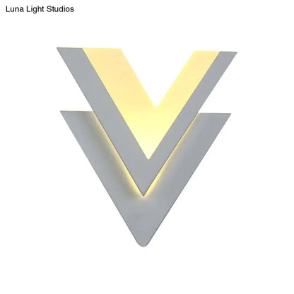 Modern white v shaped led wall mount light stairway fixture