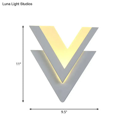 Modern white v shaped led wall mount light stairway fixture