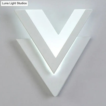 Modern white v-shaped led wall mounted light bedroom sconce