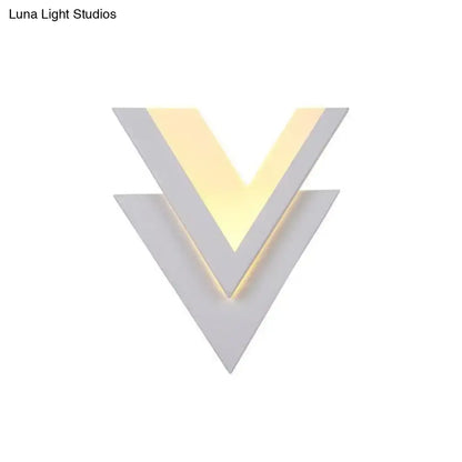 Modern white v-shaped led wall mounted light bedroom sconce
