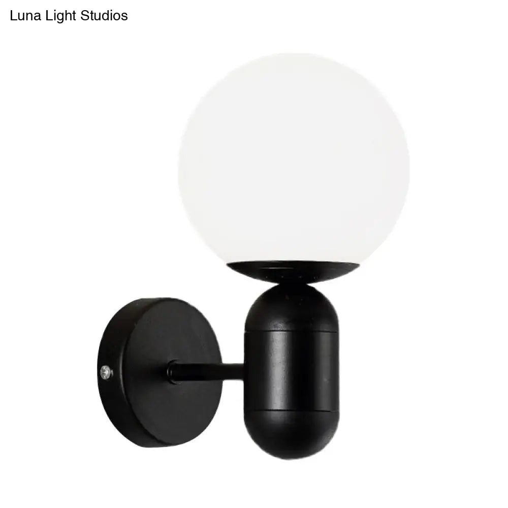 DecorBites™ Modern White Wall Lamp with Globe Shade, Capsule Body - Metal & Glass Wall Light for Meeting Room