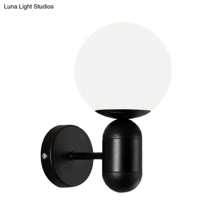 DecorBites™ Modern White Wall Lamp with Globe Shade, Capsule Body - Metal & Glass Wall Light for Meeting Room