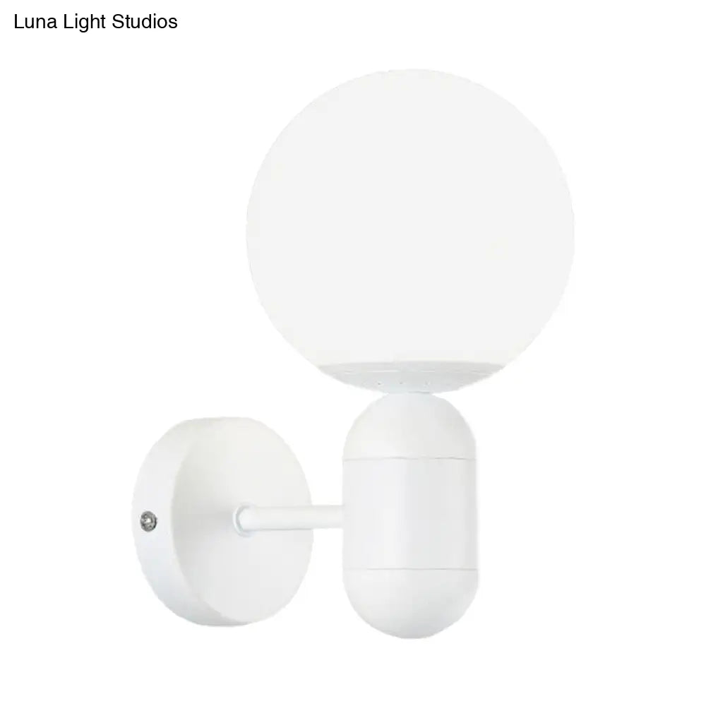 DecorBites™ Modern White Wall Lamp with Globe Shade, Capsule Body - Metal & Glass Wall Light for Meeting Room