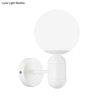 DecorBites™ Modern White Wall Lamp with Globe Shade, Capsule Body - Metal & Glass Wall Light for Meeting Room
