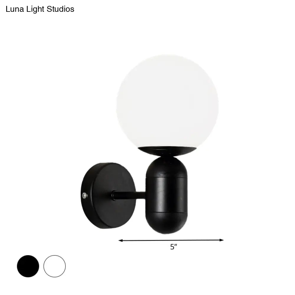 DecorBites™ Modern White Wall Lamp with Globe Shade, Capsule Body - Metal & Glass Wall Light for Meeting Room