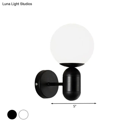 DecorBites™ Modern White Wall Lamp with Globe Shade, Capsule Body - Metal & Glass Wall Light for Meeting Room