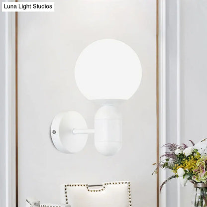 DecorBites™ Modern White Wall Lamp with Globe Shade, Capsule Body - Metal & Glass Wall Light for Meeting Room