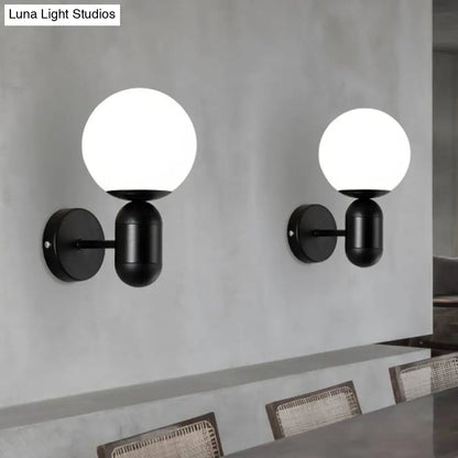 DecorBites™ Modern White Wall Lamp with Globe Shade, Capsule Body - Metal & Glass Wall Light for Meeting Room