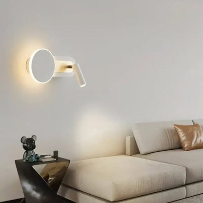Modern white wall light with adjustable spotlight for living room
