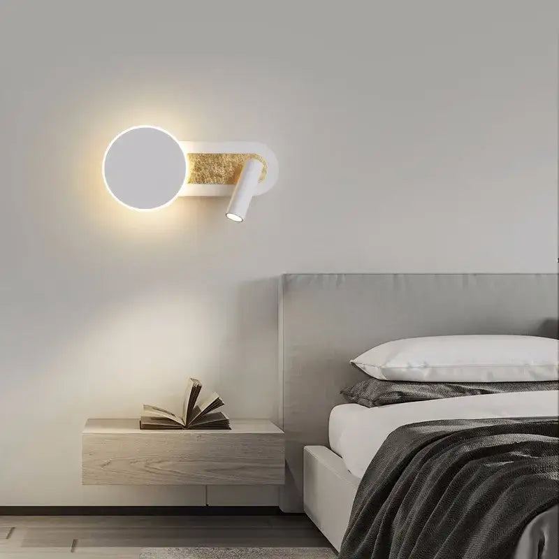 Modern white wall light with adjustable spotlight for living room