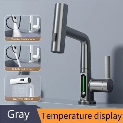 Modern white waterfall digital display basin faucet bathroom mixer