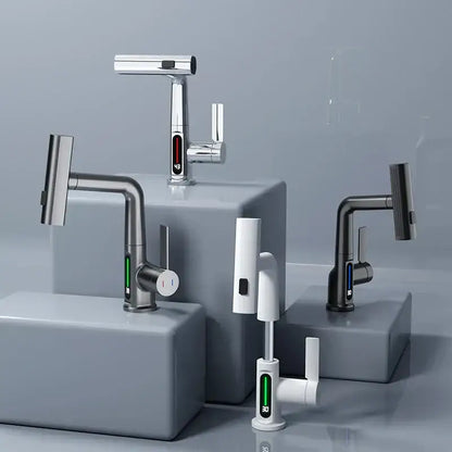 Modern white waterfall digital display basin faucet bathroom mixer