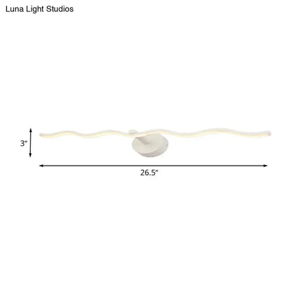 Modern white wave design led vanity light bathroom fixture