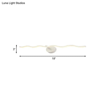 Modern white wave design led vanity light bathroom fixture